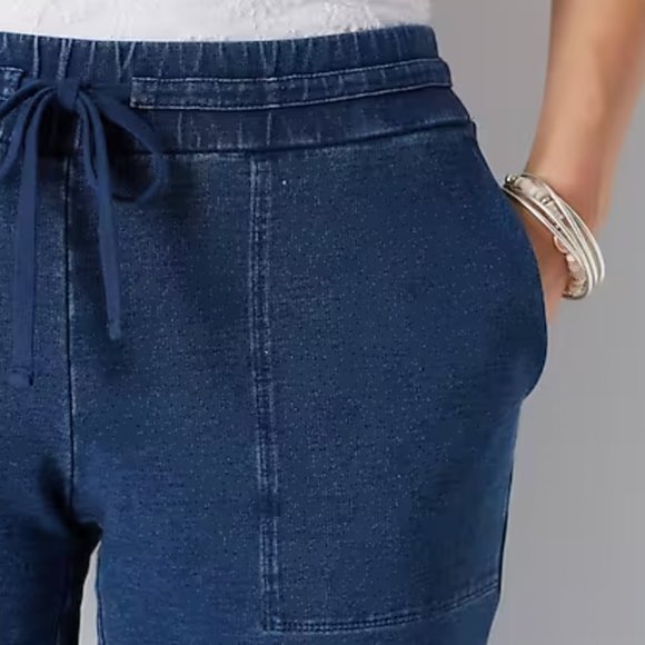 Pure Jill Indigo Tie-Waist Tapered Pants M - Picture 3 of 5